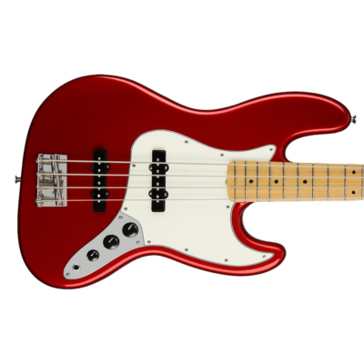 Red Jazz Bass-style guitar