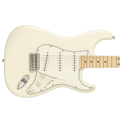 White Stratocaster-style guitar