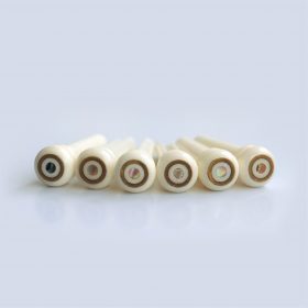 Bone, Abalone Dot & Brass Guitar Bridge Pins String Pegs