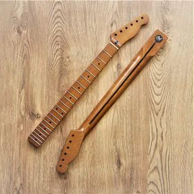 Telecaster Compatible Roasted Maple Pro Vintage Guitar Neck Nitro Satin 21 Fret Stainless Steel