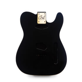 Telecaster Guitar Body - Black Gloss with Vintage Cream Binding - 2 Piece American Alder