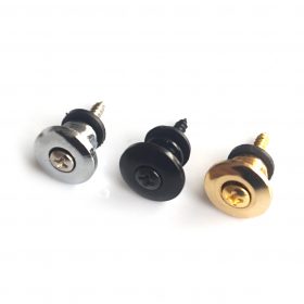 Oversized Guitar Strap Buttons Modern Style Pair - Chrome, Black, Gold x2