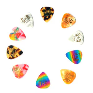 10x Pearloid Guitar Picks Plectrums S&B Mixed Set Acoustic Electric - 0.9mm | Guitar Anatomy