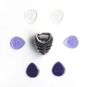 6x Small Stubby Guitar Picks Plectrums Dadi Lexan Acoustic Electric with Pick Holder - Choice of Gauge
