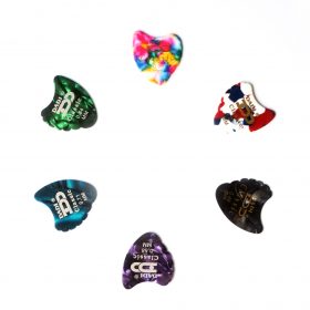 6x Shark Fin Guitar Picks Plectrums Dadi Pearloid Acoustic Electric - Choice of Gauge