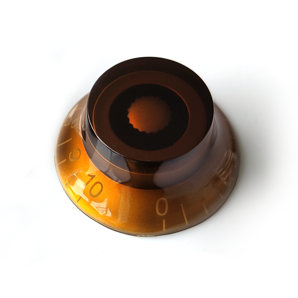 thumbnail image 2 of Amber Bell Hat Knob For Volume/Tone Control – Fits Gibson Epiphone Guitar Metric Pots 2 of 5