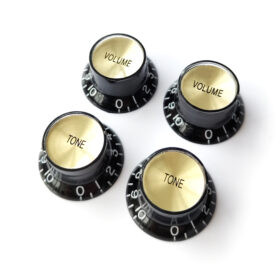 Top Hat Bell Reflector Knobs – Volume Tone Controls for Gibson & Epiphone – Black Gold
