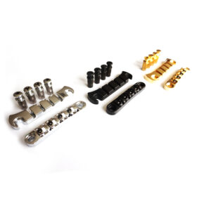 Bass Guitar Bridge and Tailpiece Tune O Matic Set – Chrome Black Gold