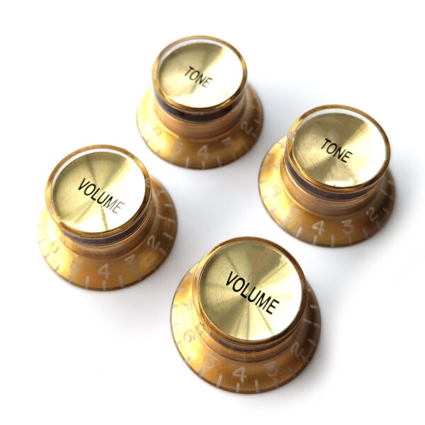 Left Handed Top Hat Bell Reflector Knobs – Gold | Guitar Anatomy