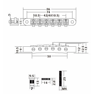 ABR-1 Tune-O-Matic Bridge for Gibson Les Paul, SG, ES, Dot | Guitar Anatomy