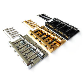 Bass Bridge – Through Body for Fender Jazz / Precision Bass 19mm – Chrome Black Gold
