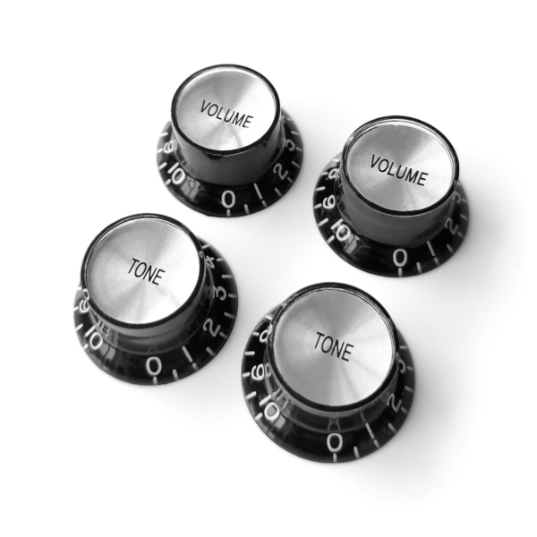 Top Hat Bell Reflector Knobs – Black Silver | Guitar Anatomy