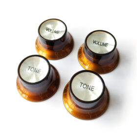 Top Hat Bell Reflector Knobs – Volume Tone Controls for Gibson & Epiphone – Amber Silver
