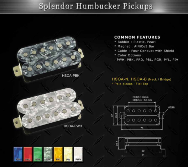 Artec Splendor Humbucker Pickups – Silver Pearl | Guitar Anatomy