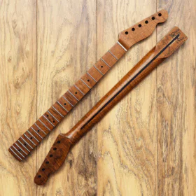 Telecaster Compatible One Piece Roasted Flame Maple Pro Guitar Neck Satin