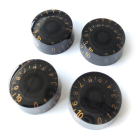 thumbnail image 2 of 4x Gold/Black Speed Knobs For Electric Guitar – Fits SG, Les Paul, Epiphone – Replacement Knobs 2 of 6