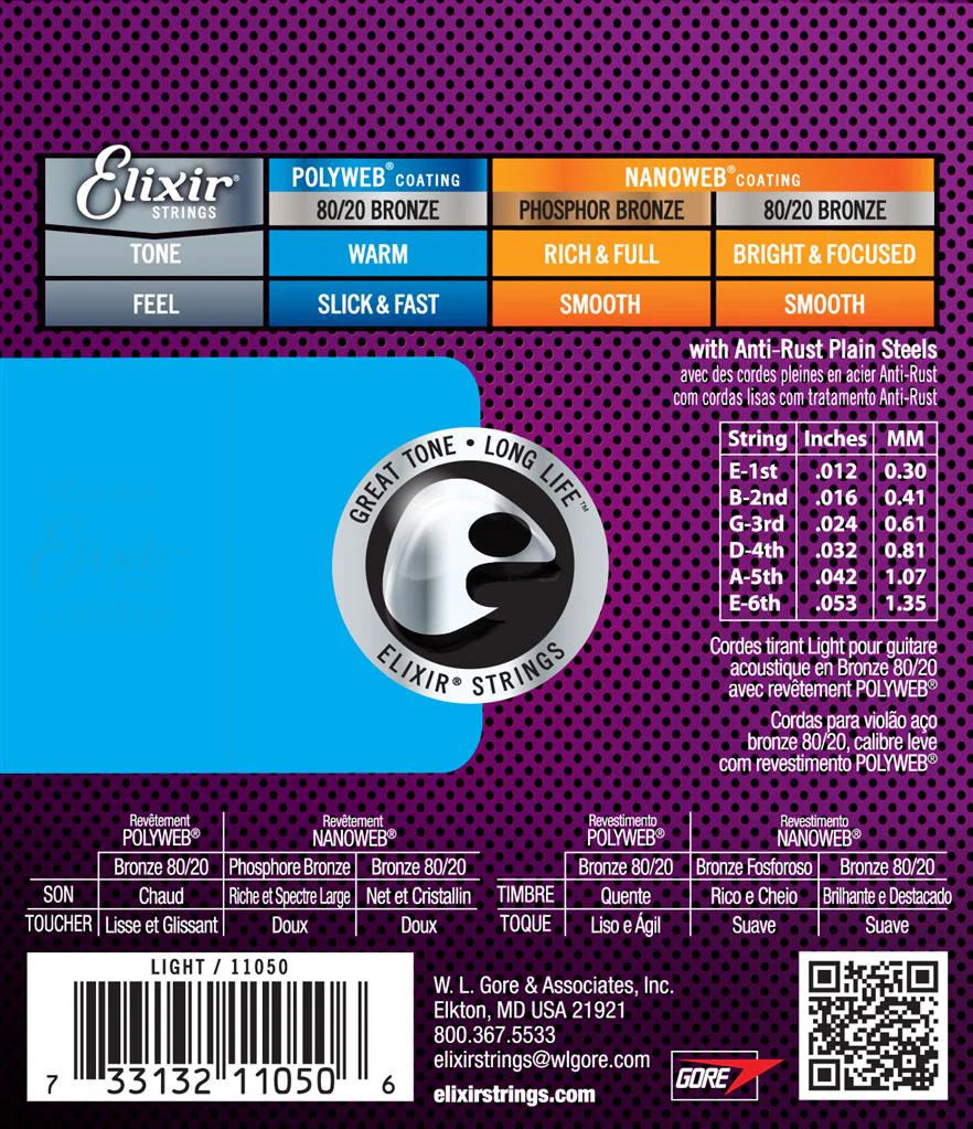 Elixir 11050 Polyweb Acoustic Guitar Strings - Light Set 12-53 - Image 3