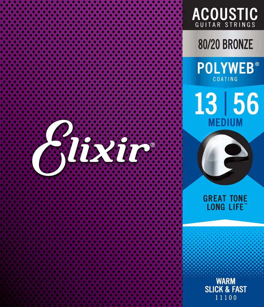 Elixir 11100 Polyweb Acoustic Guitar Strings - Medium Set 13-56 - Image 2