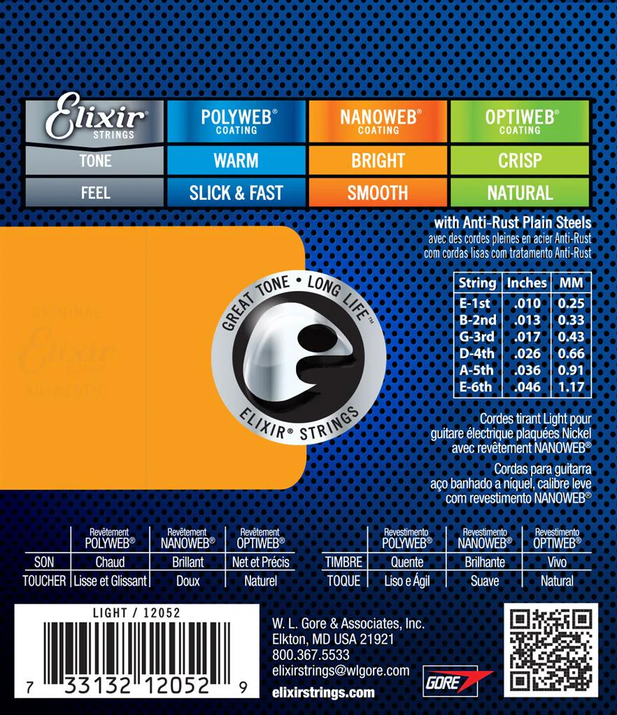 Elixir 12052 Nanoweb Electric Guitar Strings - Regular Light Set 10-46 - Image 3