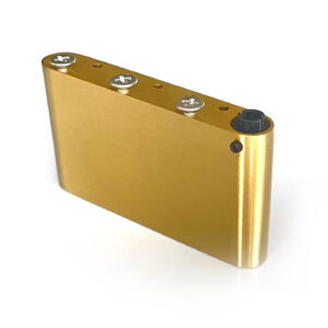 "Solid Brass Stratocaster Tremolo Upgrade Block for increased sustain, richer tone, and improved tuning stability."