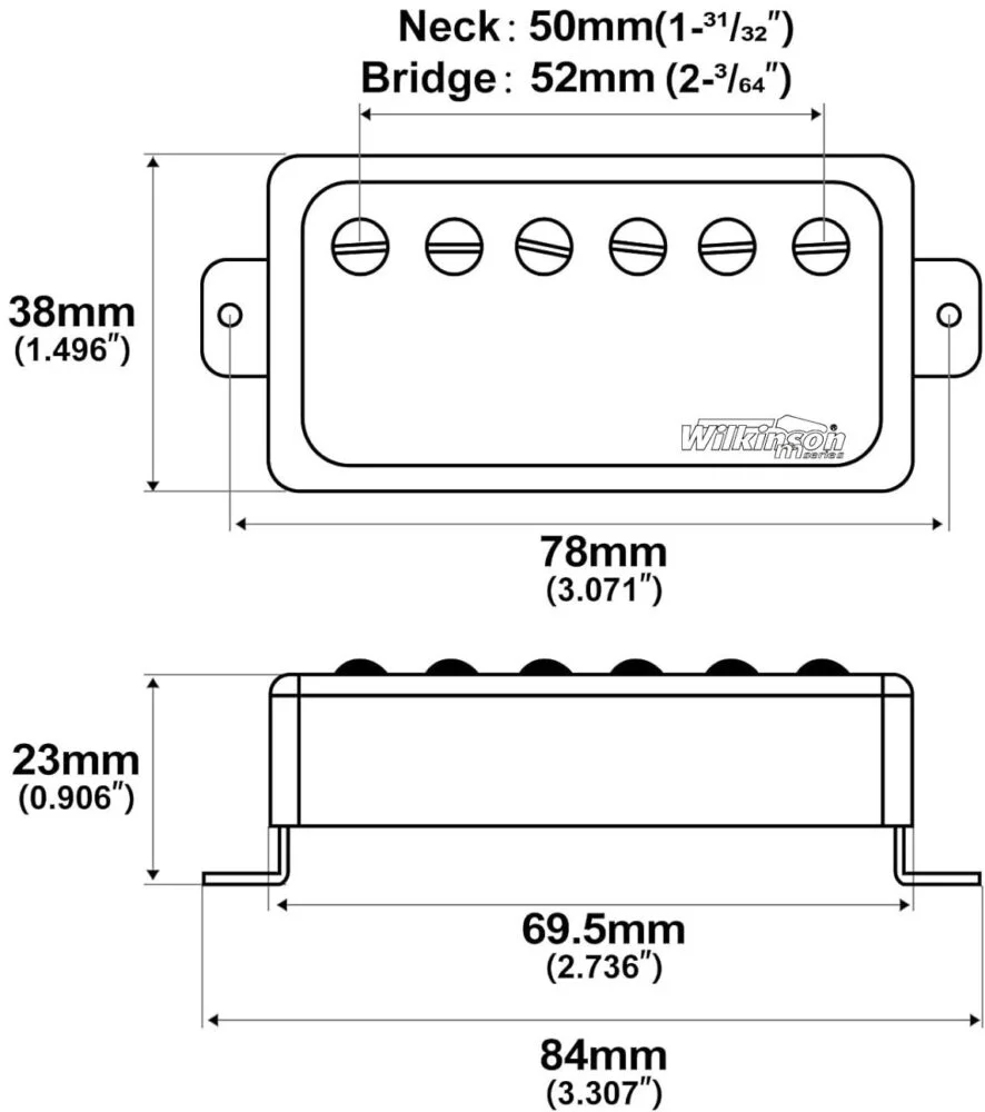 Wilkinson Vintage M series Humbucker Pickups – WOCHa Alnico Chrome Diagram