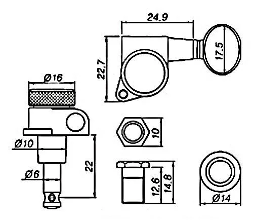 Guitar Anatomy Locking Tuners – Tulip/Keystone Machine Heads for Stratocaster and Telecaster Guitars - Image 4