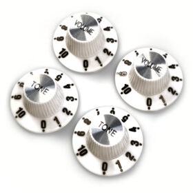 Witch Hat Knobs – Vintage Volume Tone for Jazzmaster & Epiphone – White Silver