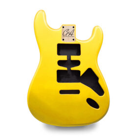 Stratocaster Compatible Guitar Body HSH - Graffiti Yellow Nitro Satin - 2 Piece American Alder
