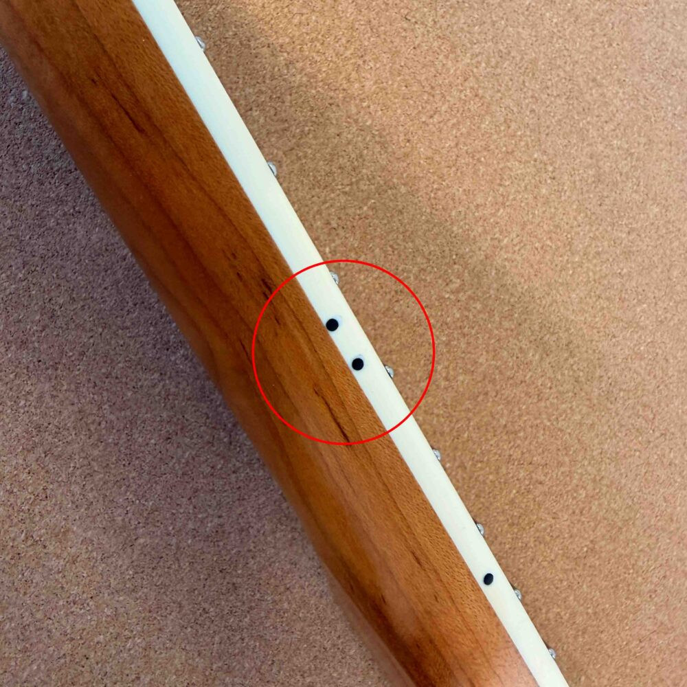 *Clearance* Jazzmaster Compatible Rosewood and Roasted Maple Guitar Neck Nitro Satin 21 Fret Jumbo with Pearl Inlays - Image 2