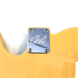 GA Chrome Neck plate displayed on a body.