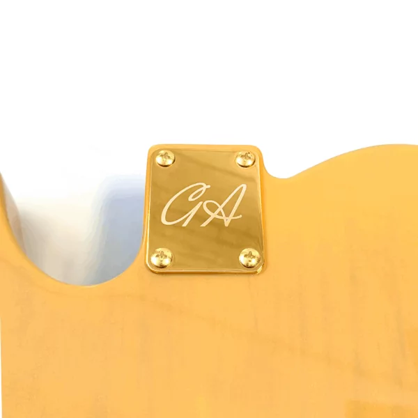 GA Gold Neck plate displayed on a body.