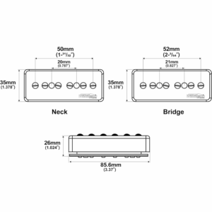 Wilkinson M series Stacked P90 Humbucker Pickups Measurements