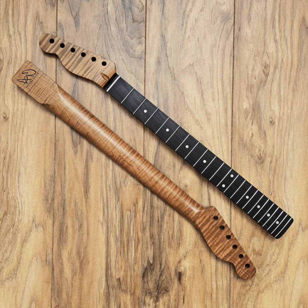 Left Handed Telecaster Roasted Flame Maple and Rosewood Guitar Neck by Guitar Anatomy
