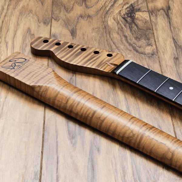 Left Handed Telecaster Roasted Flame Maple and Rosewood Guitar Neck by Guitar Anatomy