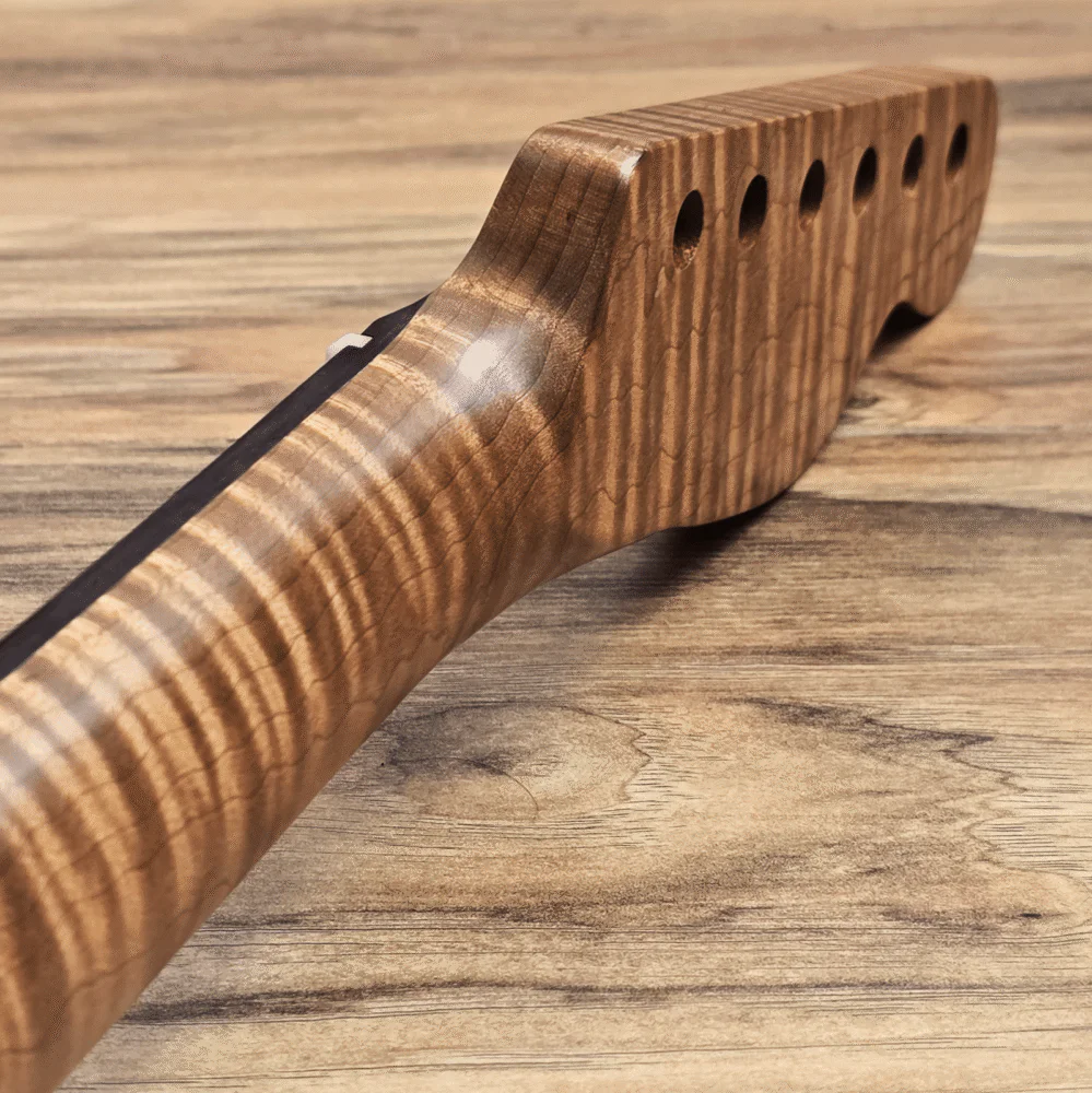 Left Handed Telecaster Roasted Flame Maple and Rosewood Guitar Neck by Guitar Anatomy