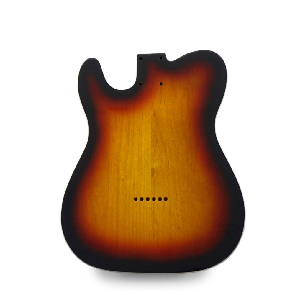 Telecaster Guitar Body - Nitro Satin Sunburst with Vintage Cream Binding - 2 Piece American Alder - Image 3