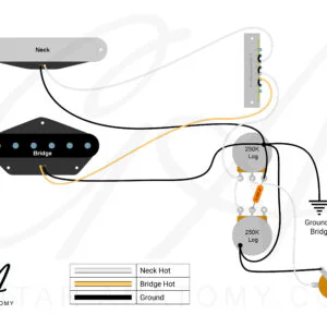 Alternative view of Telecaster Wiring Kit – 3-Way Layout (Alpha Pots)