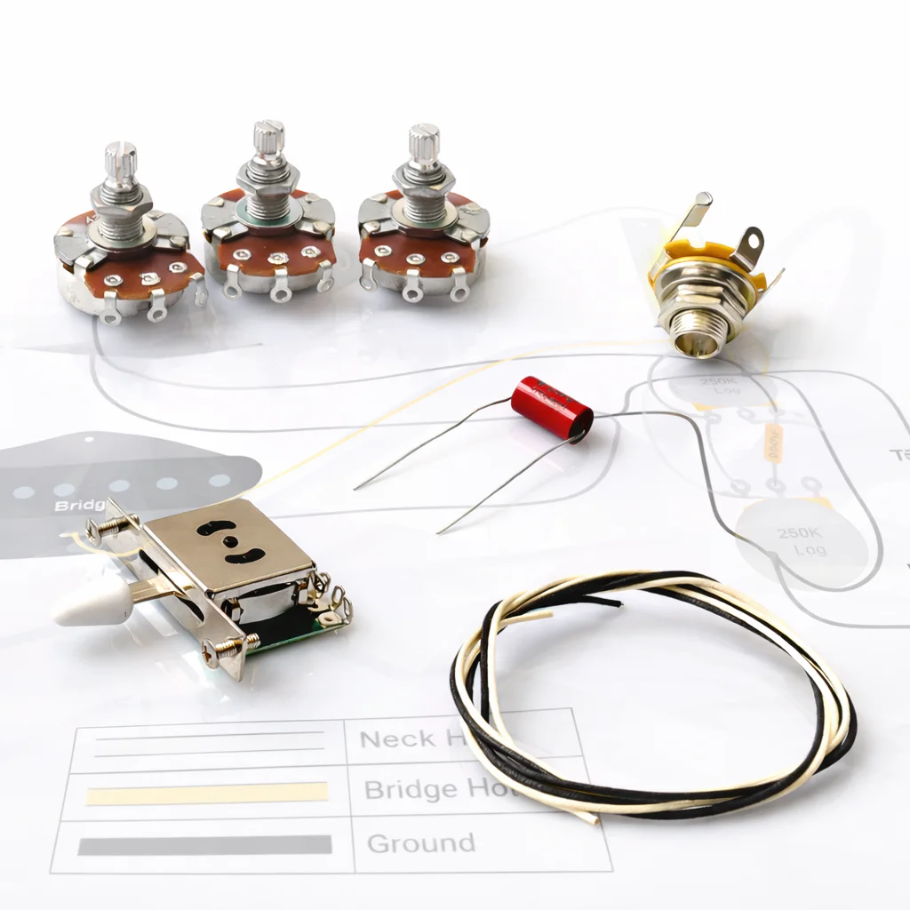 Stratocaster Wiring Kit – Bright Strat Layout (Alpha Pots)
