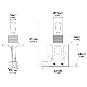 Les Paul 3 Way Selector Toggle Switch Dimensions