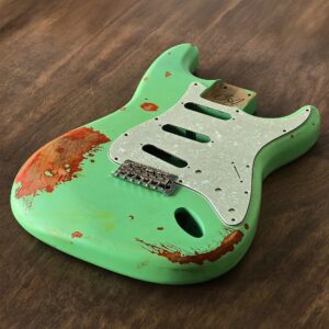 GA Played-In Heavy SSS Seafoam Green Over Red Stratocaster-Compatible Guitar Body
