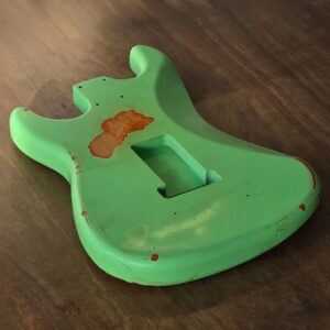 GA Played-In Heavy SSS Seafoam Green Over Red Stratocaster-Compatible Guitar Body