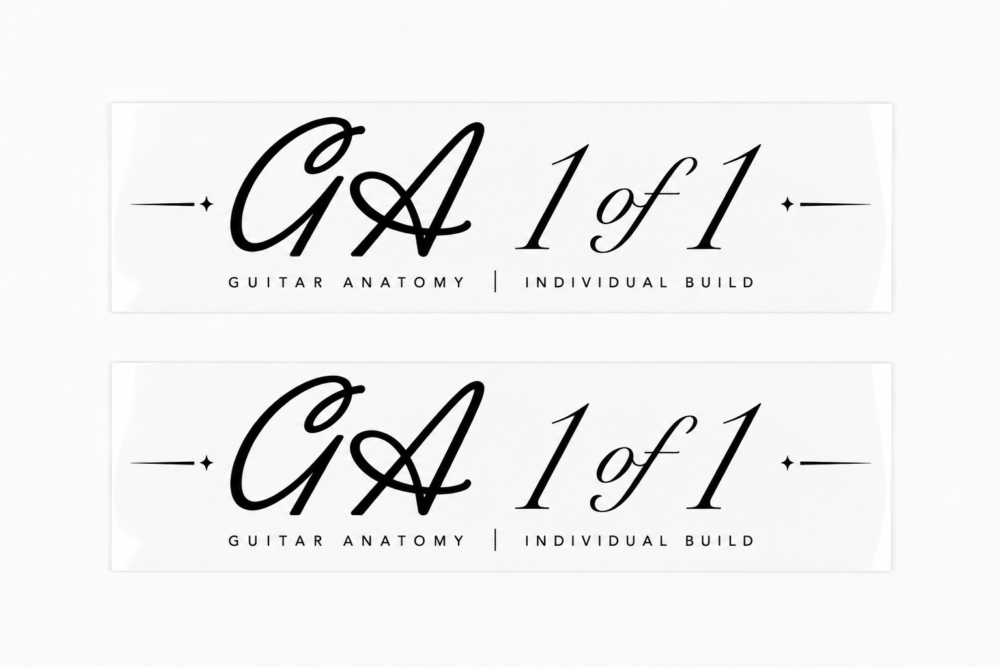 GA 1 of 1 Headstock Logo – Black Waterslide Decal – Pack of 2 - Image 3