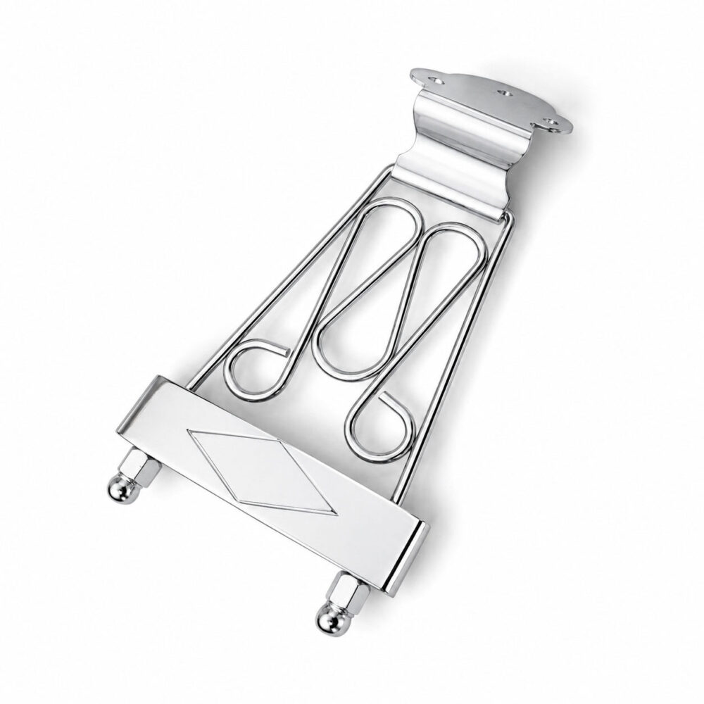 Trapeze Tailpiece for Archtop Jazz Guitars – Chrome Diamond Design