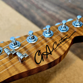 GA Custom Guitar Headstock Logo – Black Waterslide Decal – Pack of 2