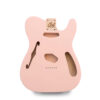Telecaster Thinline Compatible Guitar Body – Shell Pink Nitro Satin – Ash Construction