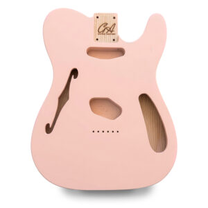 Telecaster Thinline Compatible Guitar Body – Shell Pink Nitro Satin – Ash Construction