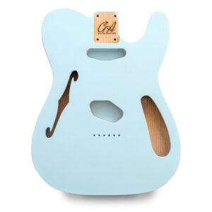 Telecaster Thinline Compatible Guitar Body – Sonic Blue Vintage Nitro Satin – Ash Construction