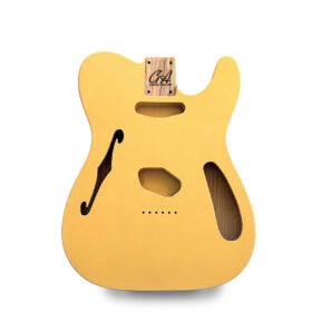 Telecaster Thinline Compatible Guitar Body – Butter Cream Nitro Satin – Ash Construction