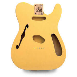 Telecaster Thinline Compatible Guitar Body – Butter Cream Nitro Satin – Ash Construction