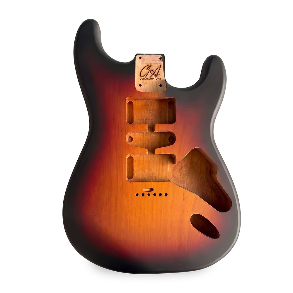 Stratocaster Compatible Guitar Body HSH Hardtail – Sunburst Nitro Satin – 2-Piece American Alder — product photograph 1